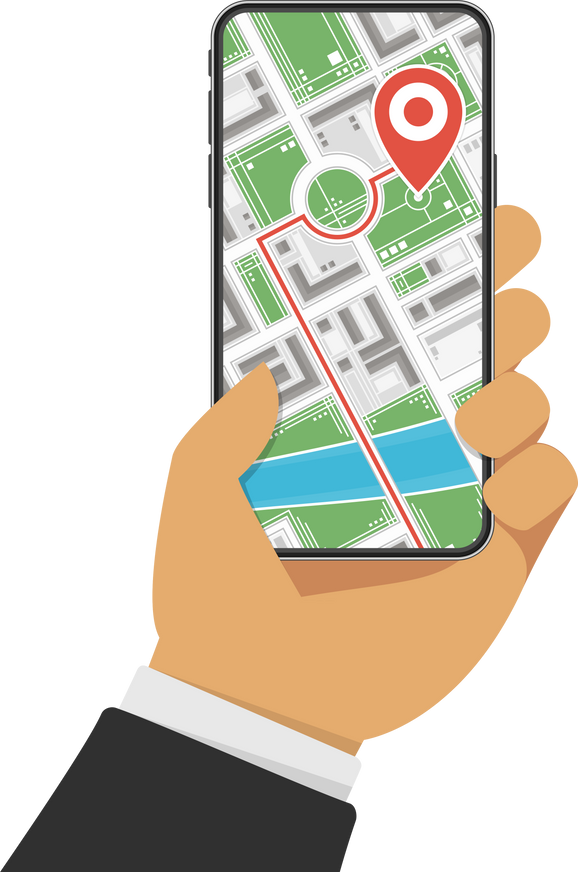 Hand Using a GPS in Smartphone Illustration